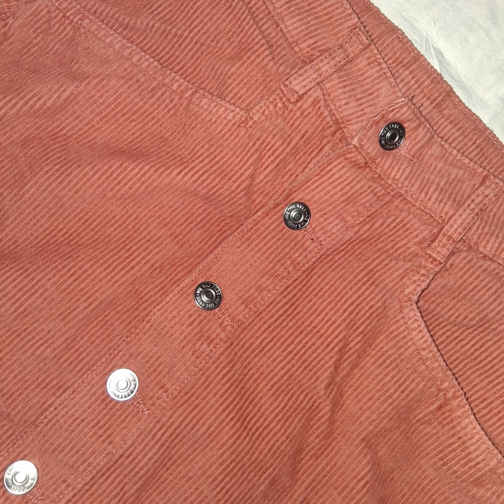 Free‎ People Corduroy A-Line Button Front Mini Skirt Rust Orange Size 8